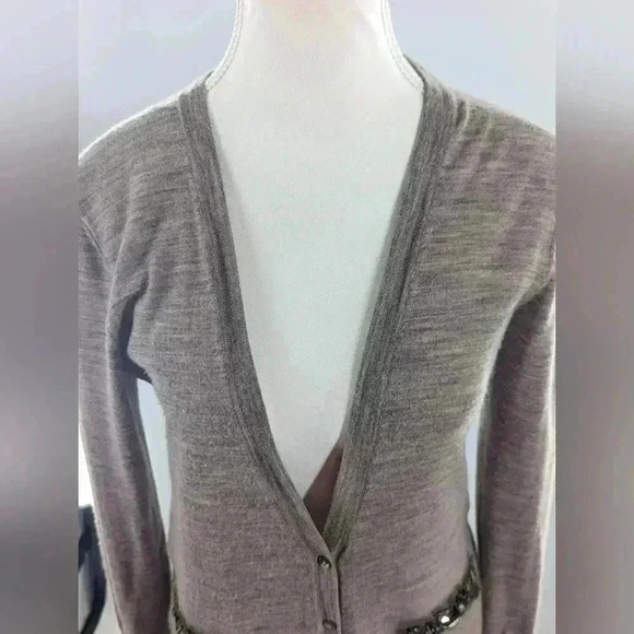 Ann Taylor Loft Tan Knit Jewel Embellished Cardigan Sweater Size Small Button - Picture 4 of 14